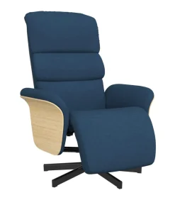 Fauteuil verstelbaar met voetensteun stof blauw Zetels
