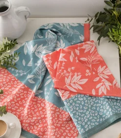 Sale Feuillage - Set van 2 theedoeken van katoenen jacquard met print Keuken- & Tafellinnen