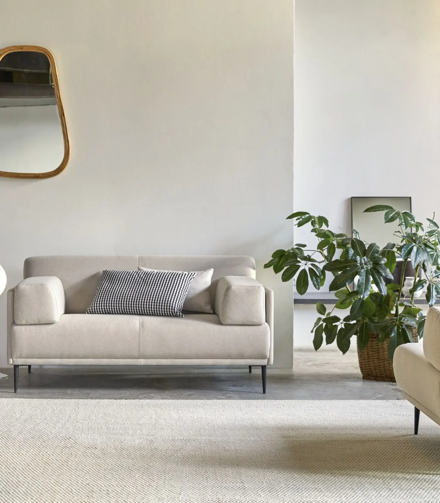 Online Finn - Stoffen 2-3-zitsbank, ecru Zetels