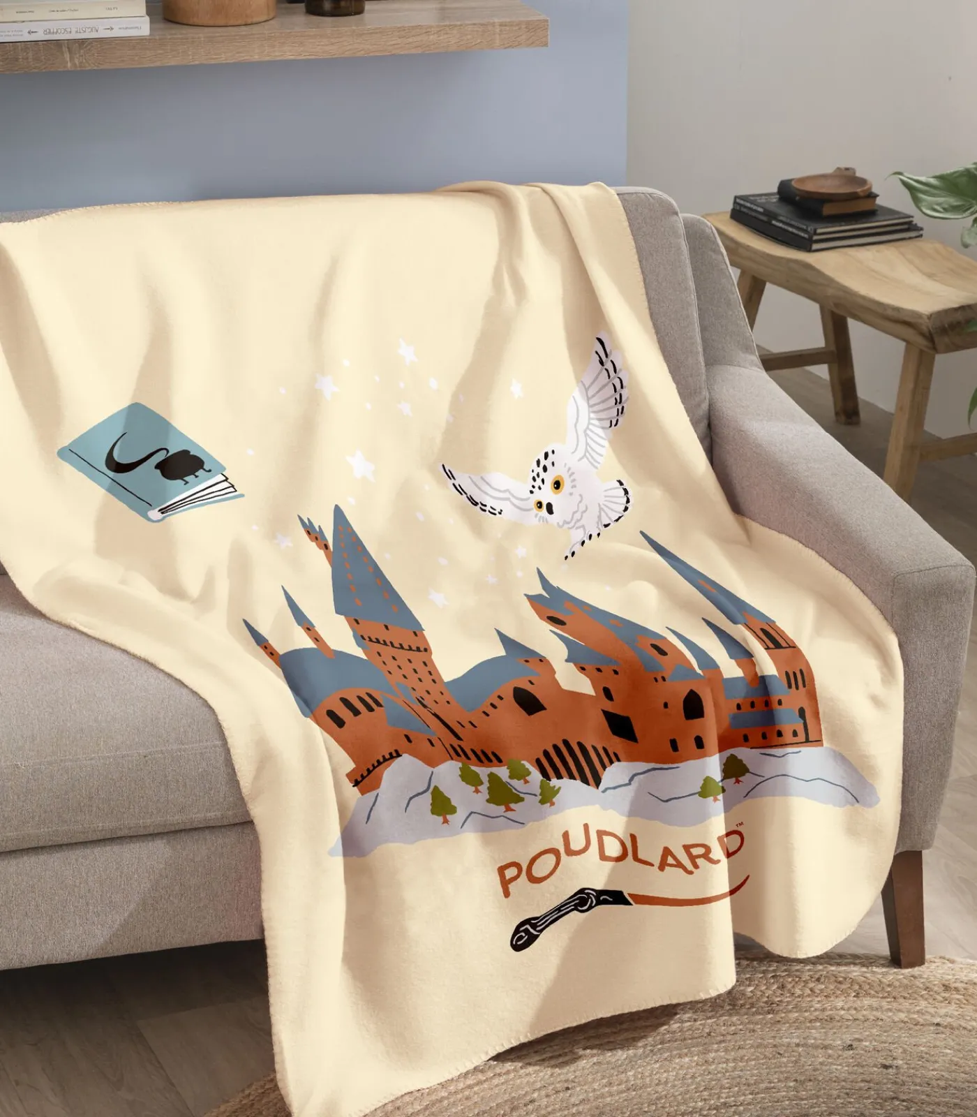 Outlet Fleece deken met print, 100% polyester, HEDWIGE SCHOOL Bedspreien