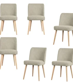 Online Force Eetkamerstoelen - Naturel - Grijs - Set van 6 Stoelen