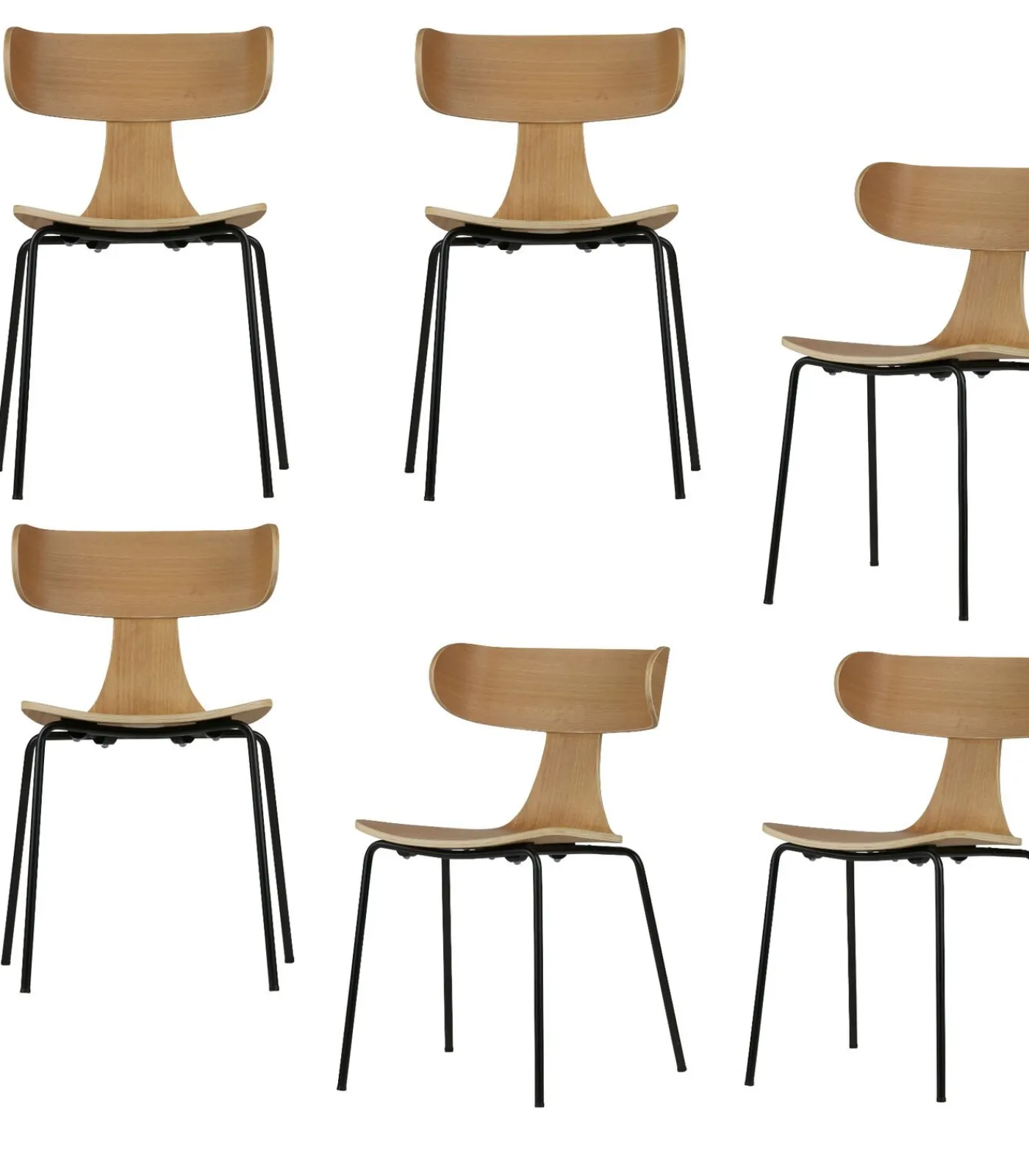 Outlet Form Eetkamerstoelen - Hout - Naturel - Set van 6 Stoelen