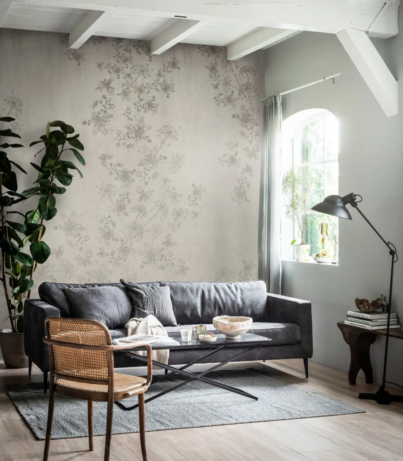 Discount Fotobehang Wild Flower Concrete Wanddecoratie