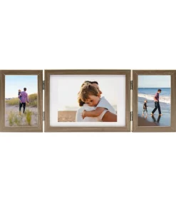 Clearance Fotolijst drieluik 22x15 cm+2x(10x15 cm) lichtbruin Fotolijsten