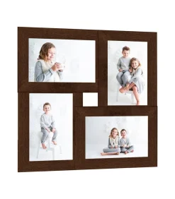Outlet Fotolijst voor 4x(10x15 cm) foto MDF donkerbruin Fotolijsten