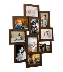 Sale Fotolijst voor 10x(13x18 cm) foto MDF donkerbruin Fotolijsten
