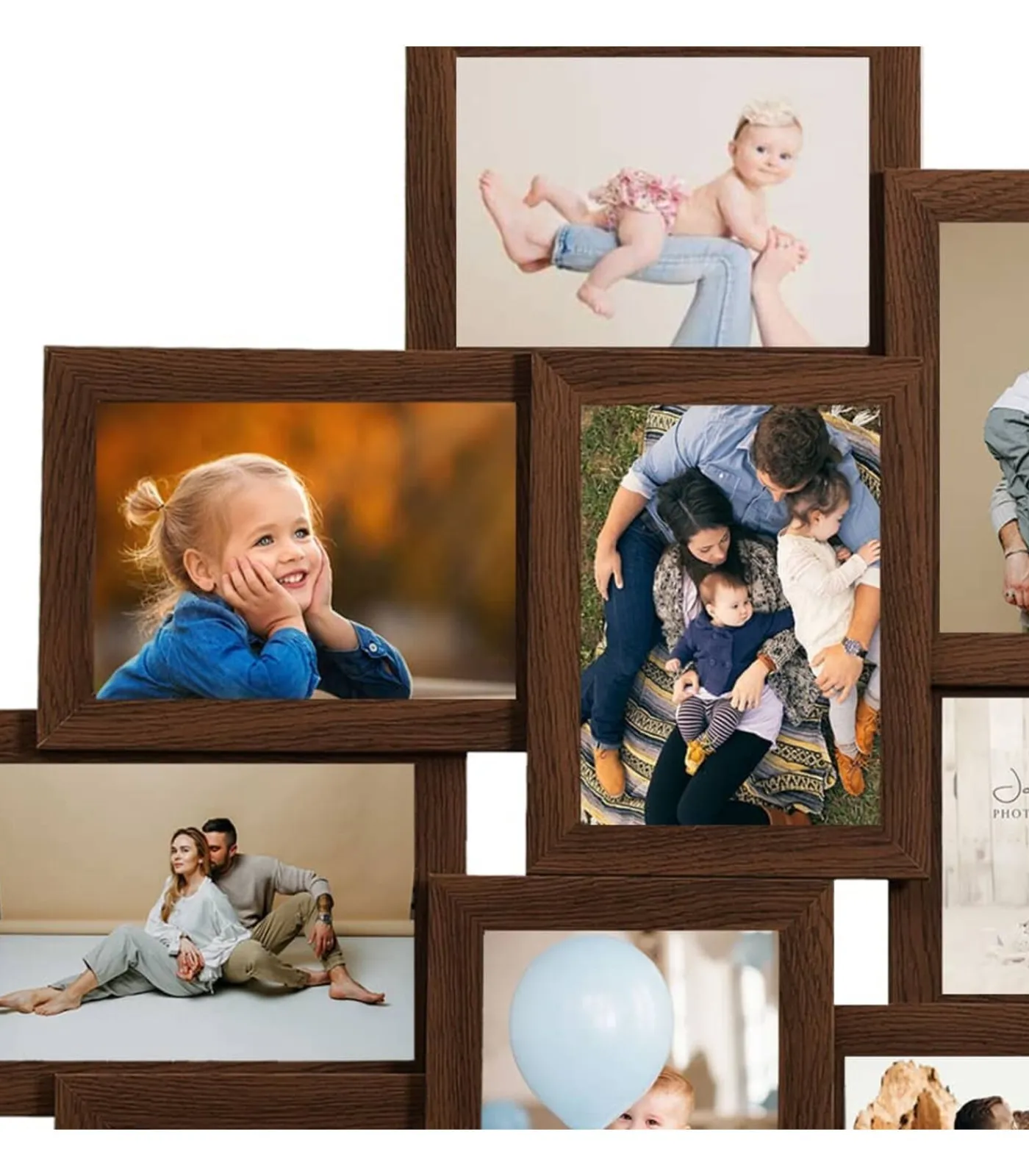 Sale Fotolijst voor 10x(13x18 cm) foto MDF donkerbruin Fotolijsten