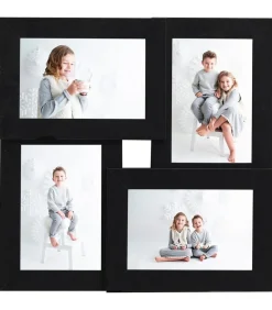 New Fotolijst voor 4x(10x15 cm) foto MDF zwart Fotolijsten