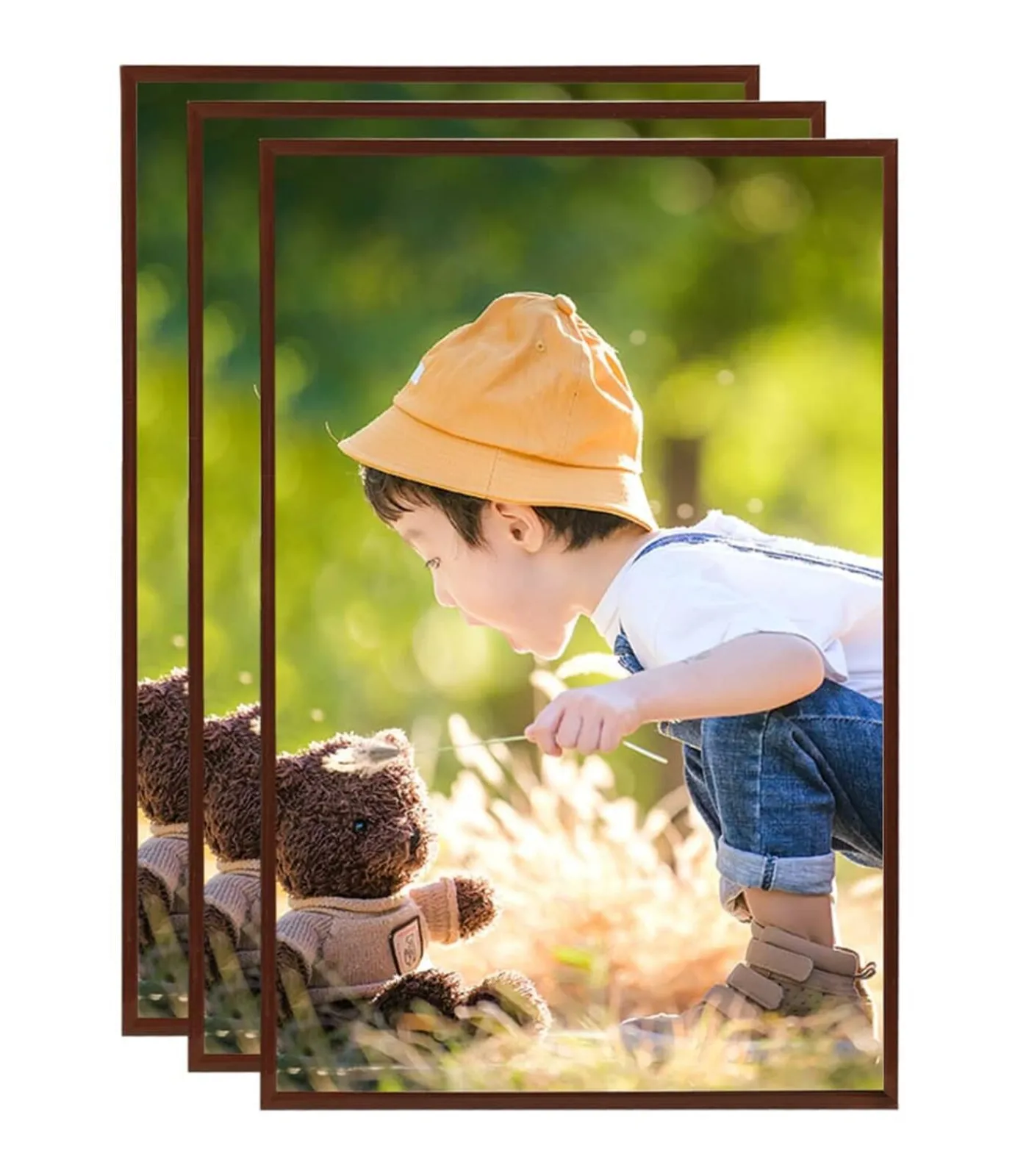 Outlet Fotolijsten 3 st voor wand of tafel 59,4x84 cm MDF bronskleurig Fotolijsten