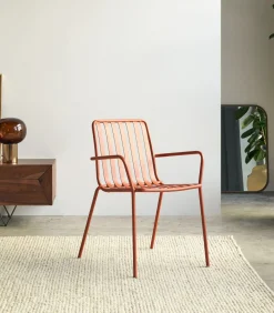 Clearance Gaby - Oranje metalen fauteuil Stoelen