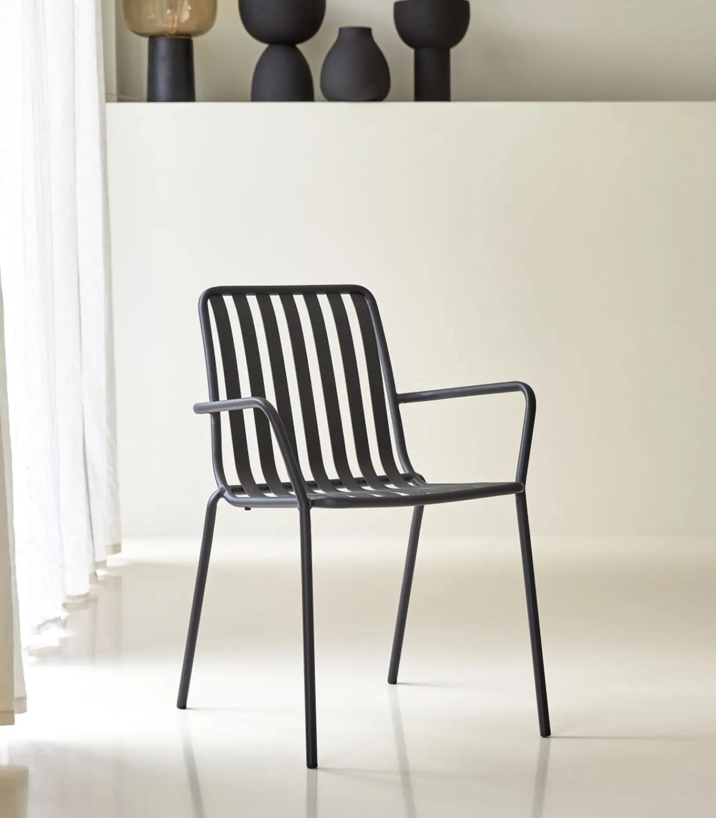 Discount Gaby - Zwarte metalen fauteuil Stoelen
