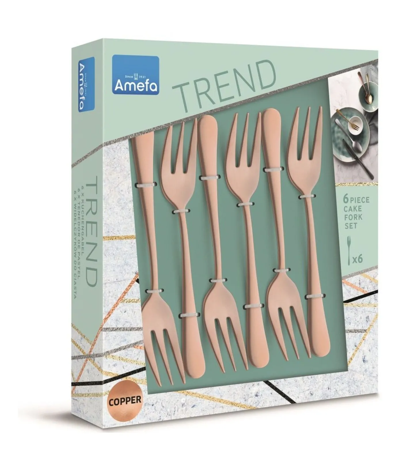 Sale Gebaksvorkjes Austin - Vintage Koper - 6 stuks Bestek