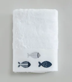 Best Geborduurde gezichtshanddoek Delmy 50x90 cm Wit Handdoeken