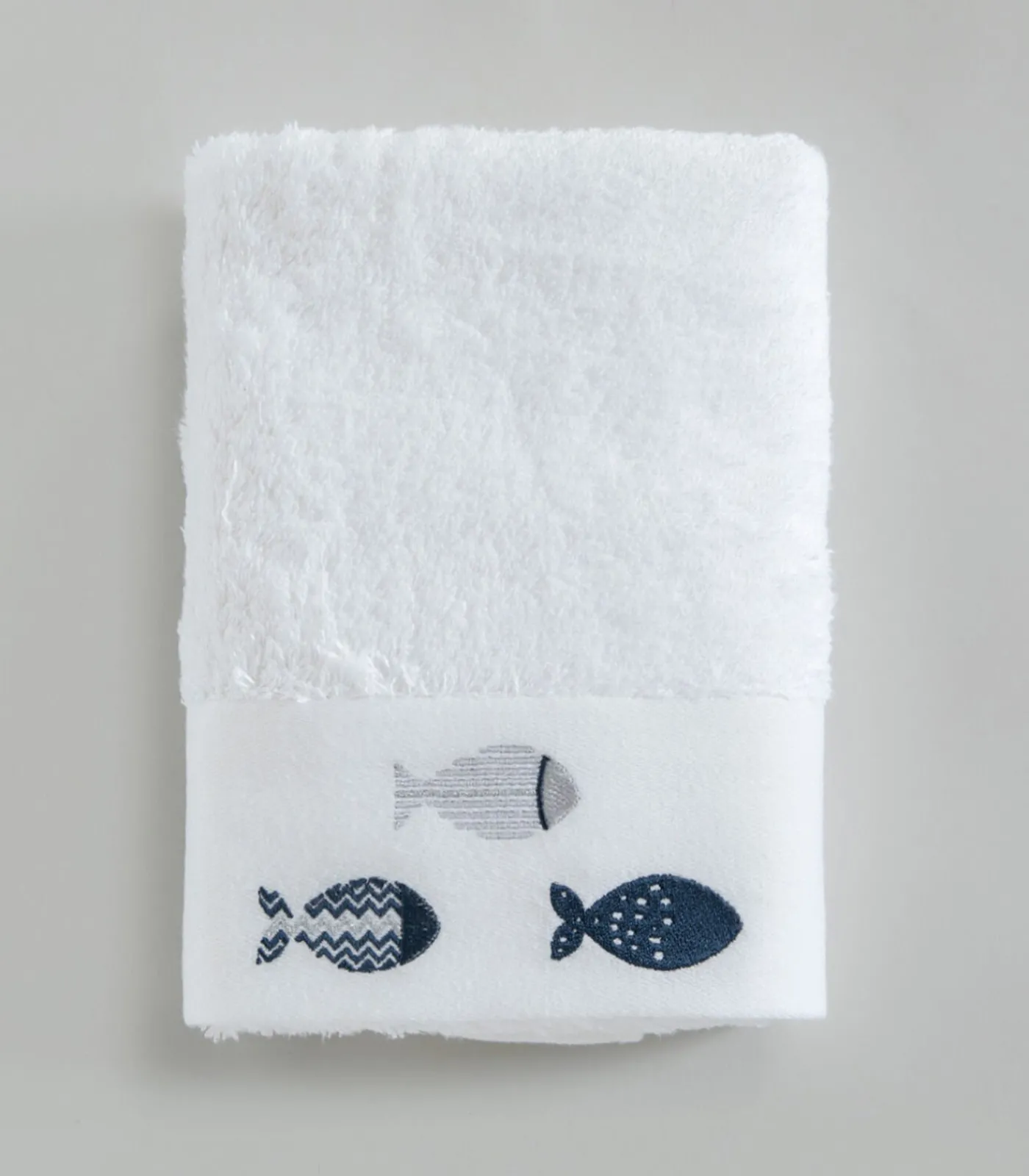 Best Geborduurde gezichtshanddoek Delmy 50x90 cm Wit Handdoeken