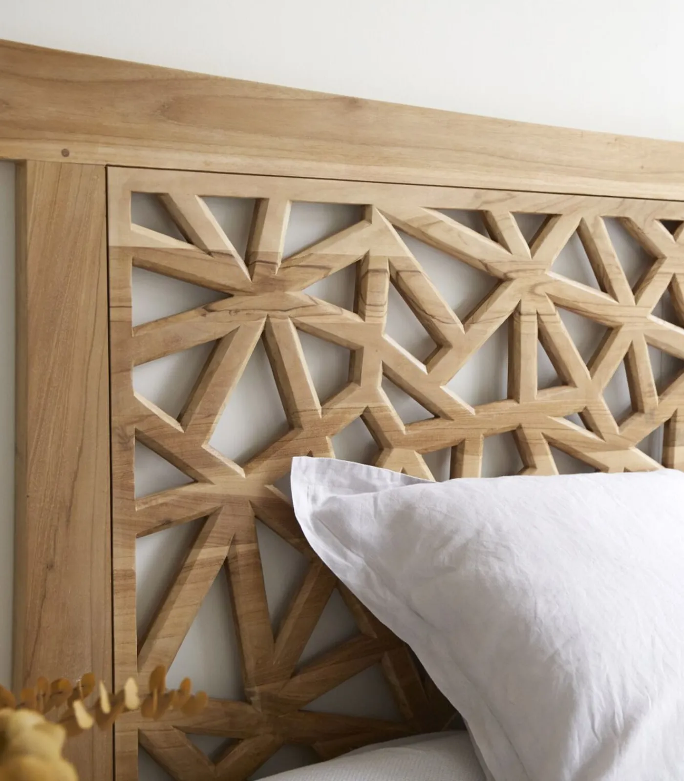 Sale Gentong - Hoofdbord van massief teakhout 210 cm Bedden