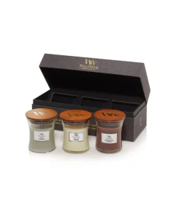New Geurkaars Deluxe Gift Set 3 Mini Candle Woody Kaarsen & Kaarshouders