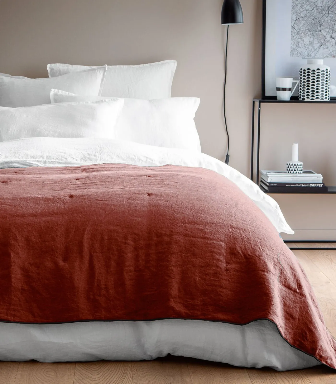 Online Gewatteerde deken van gewassen linnen, ONDERLINNEN Bedspreien