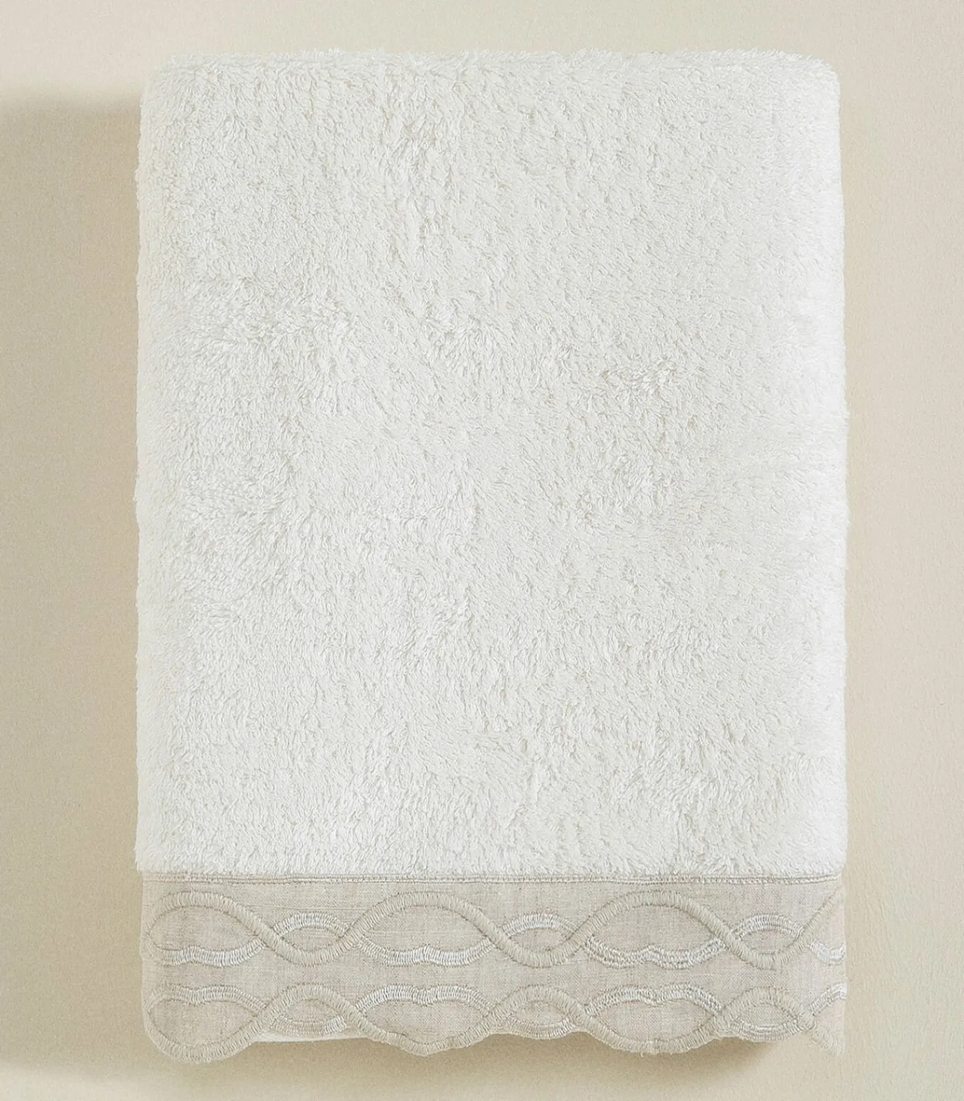 Discount Gezichtshanddoek Border 50x90 cm Ecru Handdoeken