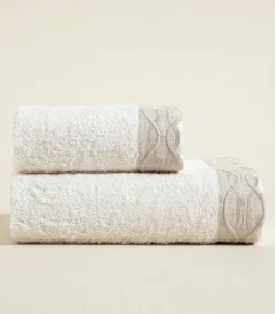 Discount Gezichtshanddoek Border 50x90 cm Ecru Handdoeken