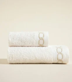 Outlet Gezichtshanddoek Corrente 50x90 cm Ecru-Goud Handdoeken