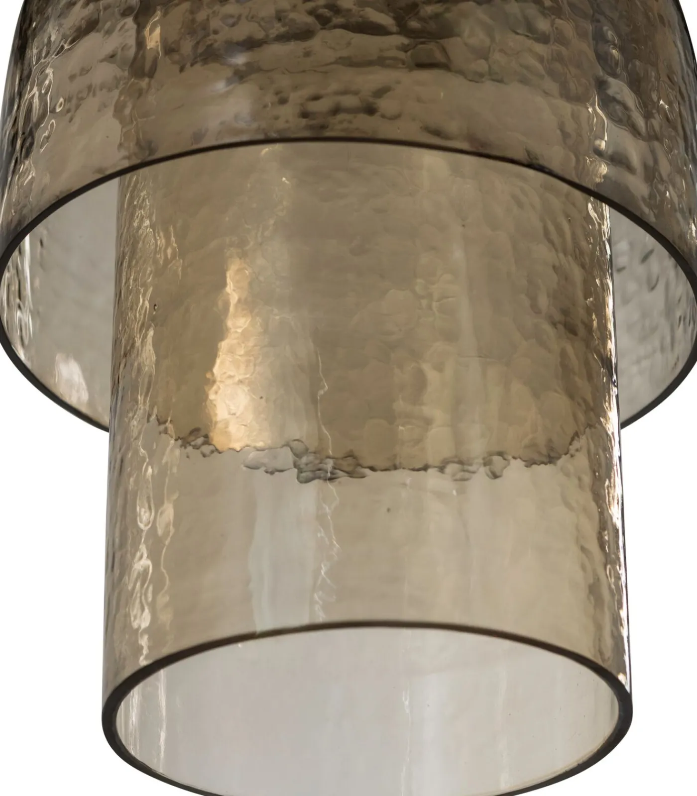 Best Gigi Hanglamp Dubbele Kap - Gehamerd Glas - Naturel - 31x22x22 Hanglampen