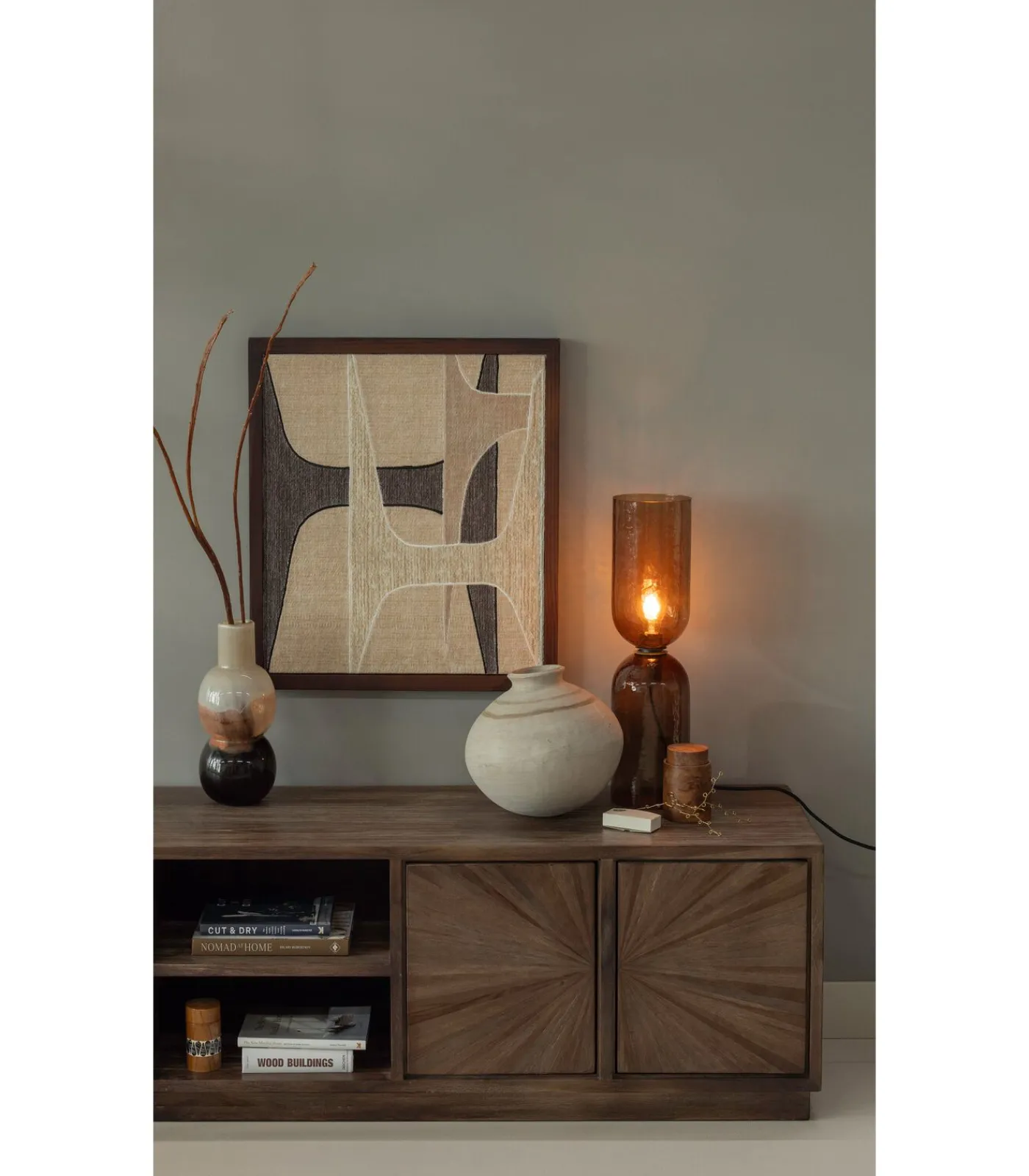 Online Gigi Tafellamp Gehamerd Glas 51xØ15 cm- Bruin Tafellampen