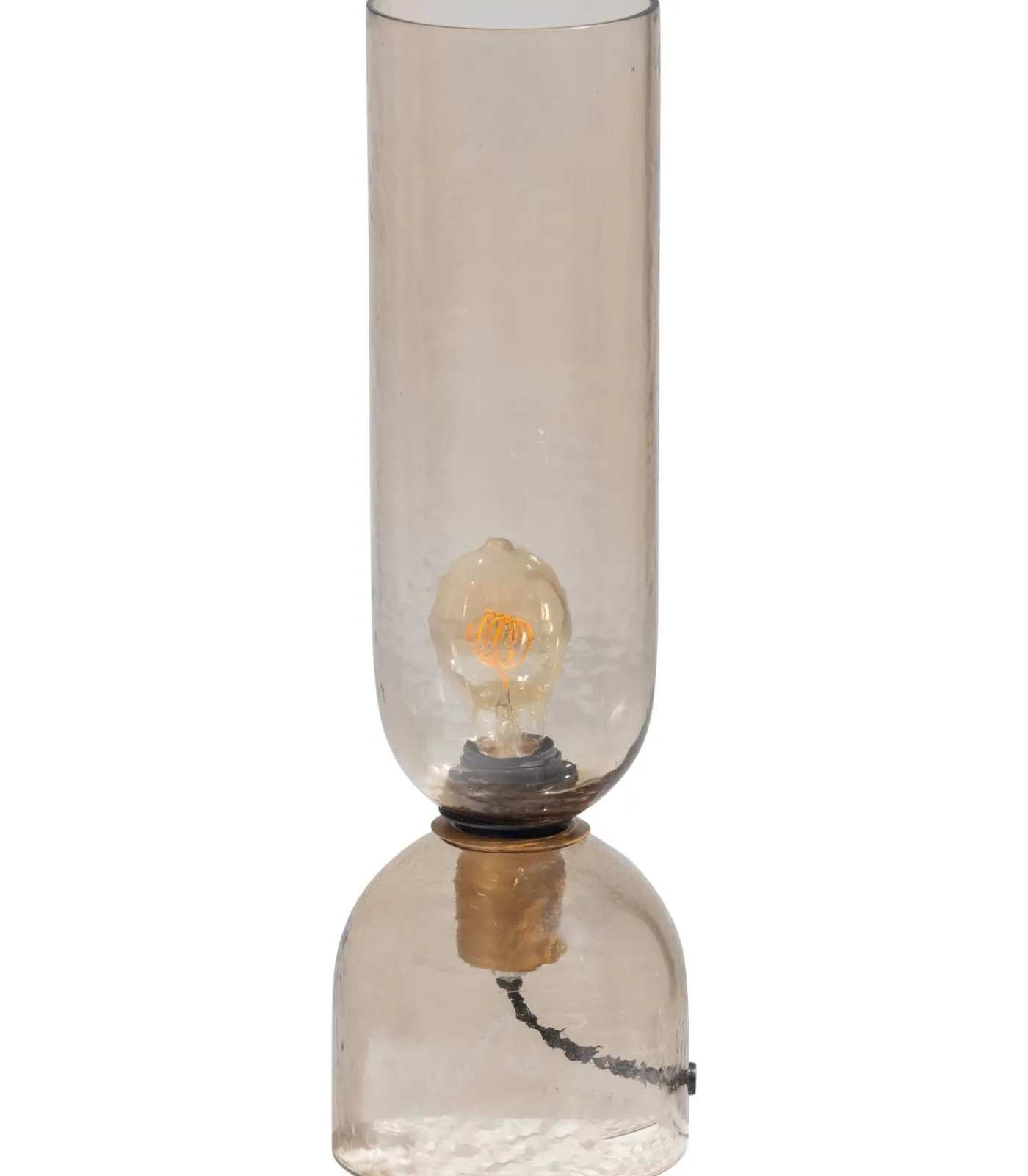 Online Gigi Tafellamp Gehamerd Glas 38xØ15 cm - Naturel Tafellampen