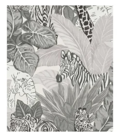 Good Vibes Behang Jungle Animals grijs en zwart Decoratie