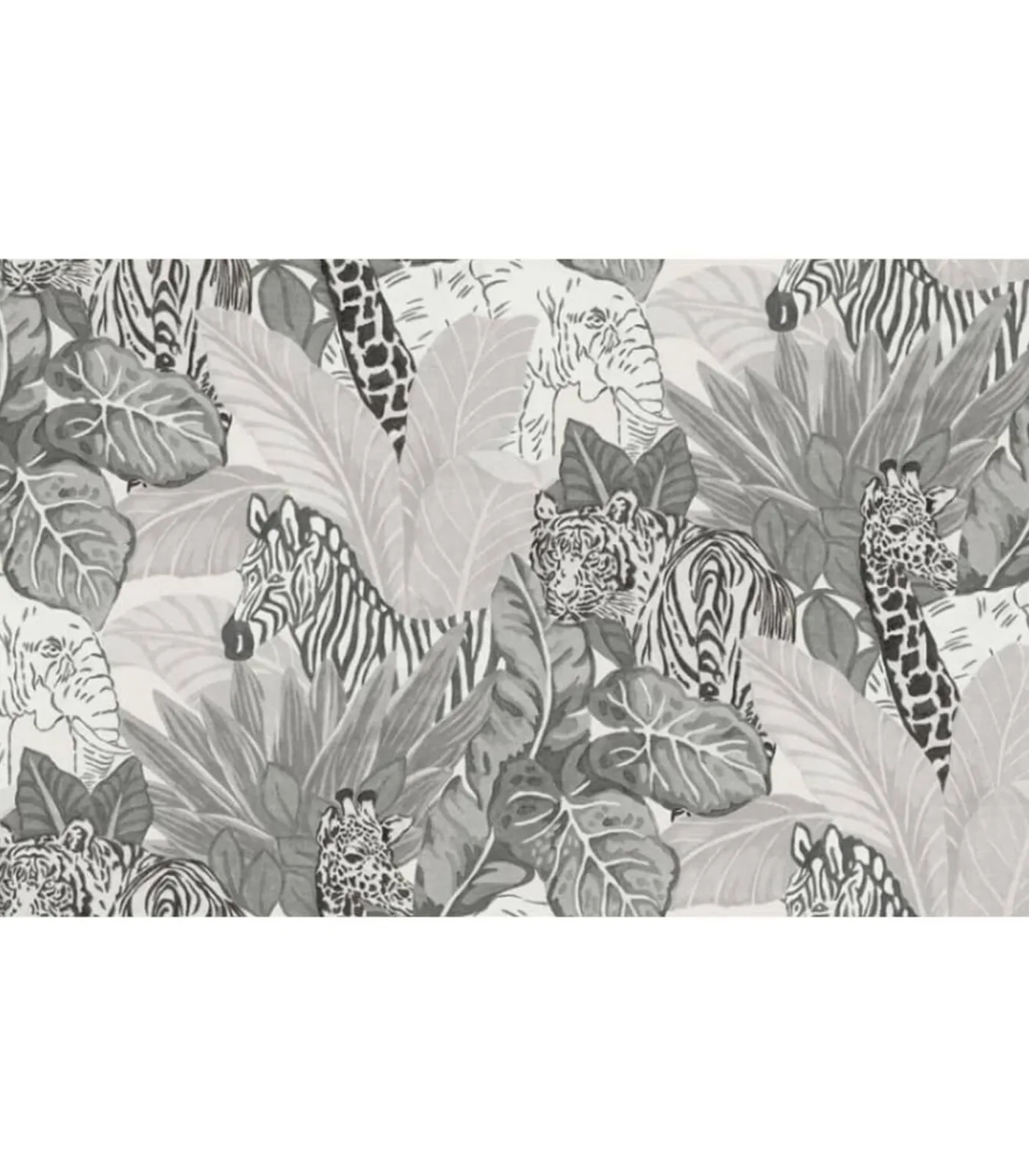 Good Vibes Behang Jungle Animals grijs en zwart Decoratie