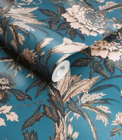 Outlet Vliesbehang Perrow Blue Wanddecoratie