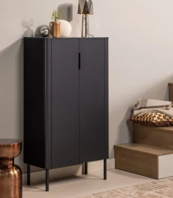 Gunnar 2-Deurs Kast - Grenen - Matzwart -135x85x39 Meubels