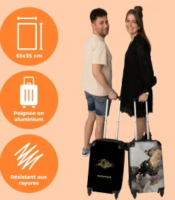 Discount Handbagage Koffer met 4 wielen en TSA slot (Kaarten - Stadskaart - Goud - Singapore) Trolleys