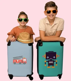 Outlet Handbagage Koffer met 4 wielen en TSA slot (Brandweer - Auto - Voertuig - Jongens - Kinderen) Trolleys