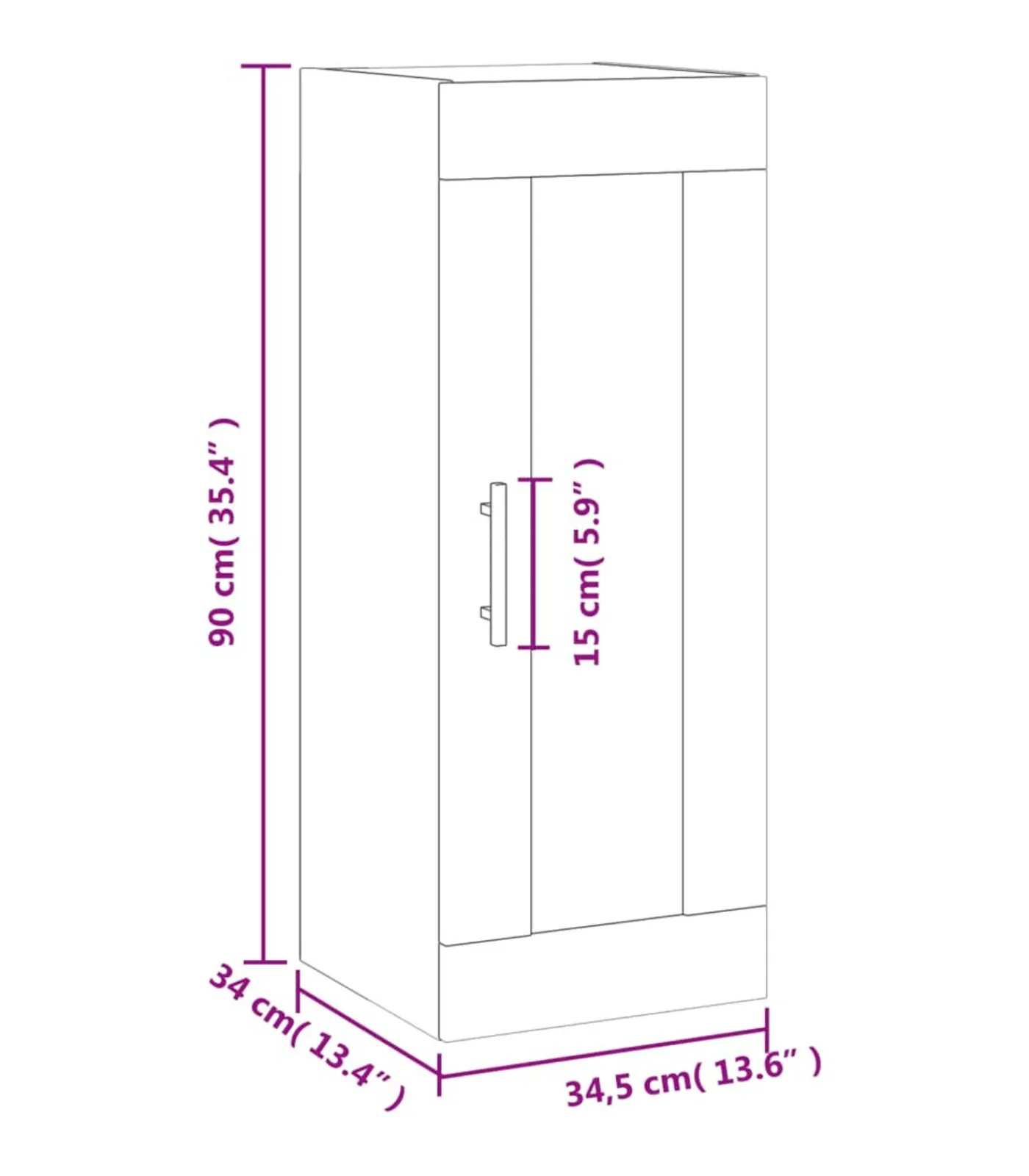 Best Hangkast 34,5x34x90 cm grijs sonoma eikenkleurig Meubels