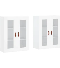 Hot Hangkasten 2 st bewerkt hout wit Meubels