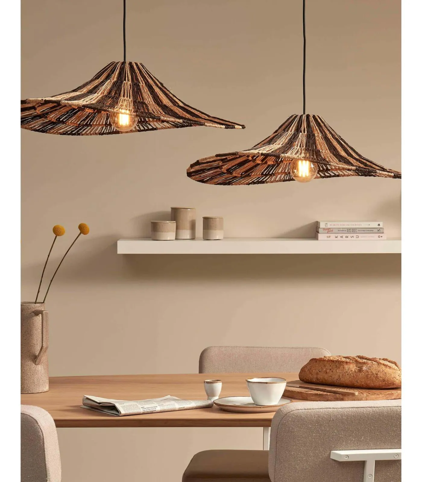 Outlet Hanglamp Cuzco - Zwart/Naturel - 65x65x20cm Hanglampen