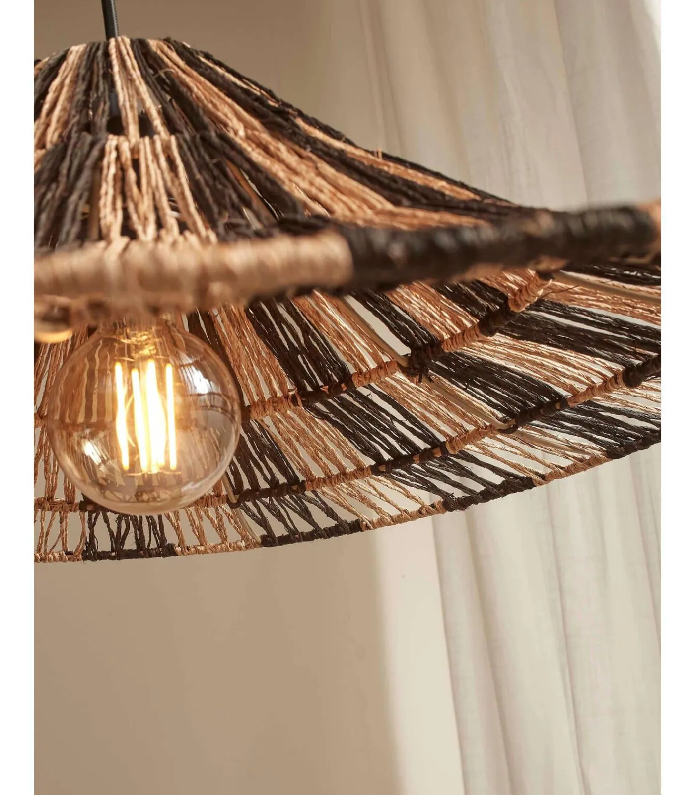 Outlet Hanglamp Cuzco - Zwart/Naturel - 65x65x20cm Hanglampen