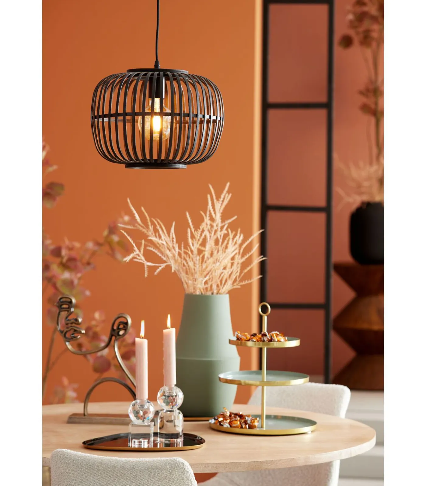 Online Hanglamp Sassa - Bamboe/Zwart - Ø34cm Hanglampen