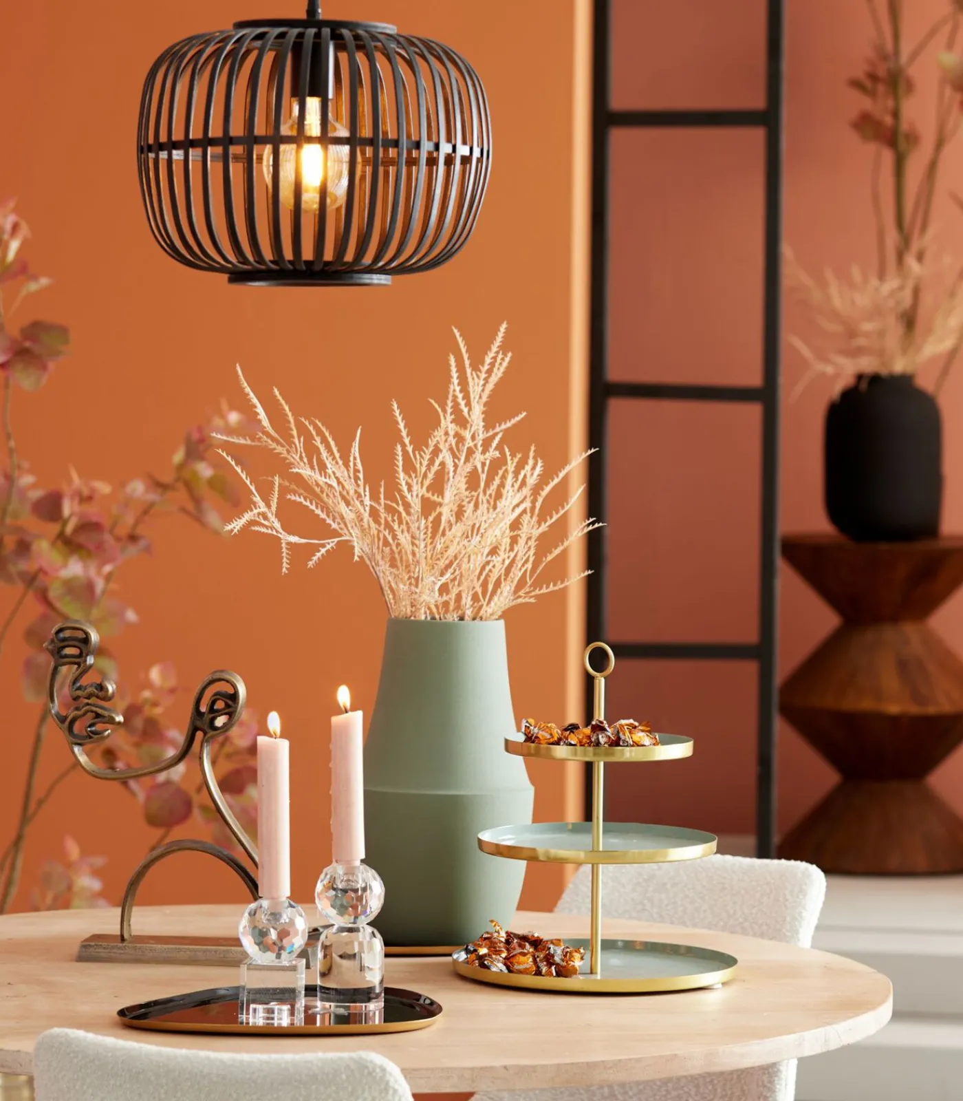 Online Hanglamp Sassa - Bamboe/Zwart - Ø34cm Hanglampen