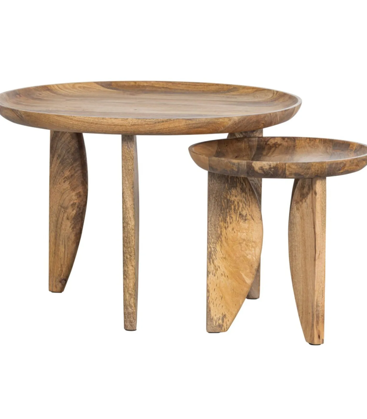 Outlet High Heels Bijzettafels - Mangohout - Naturel - Set van 2 Tafels