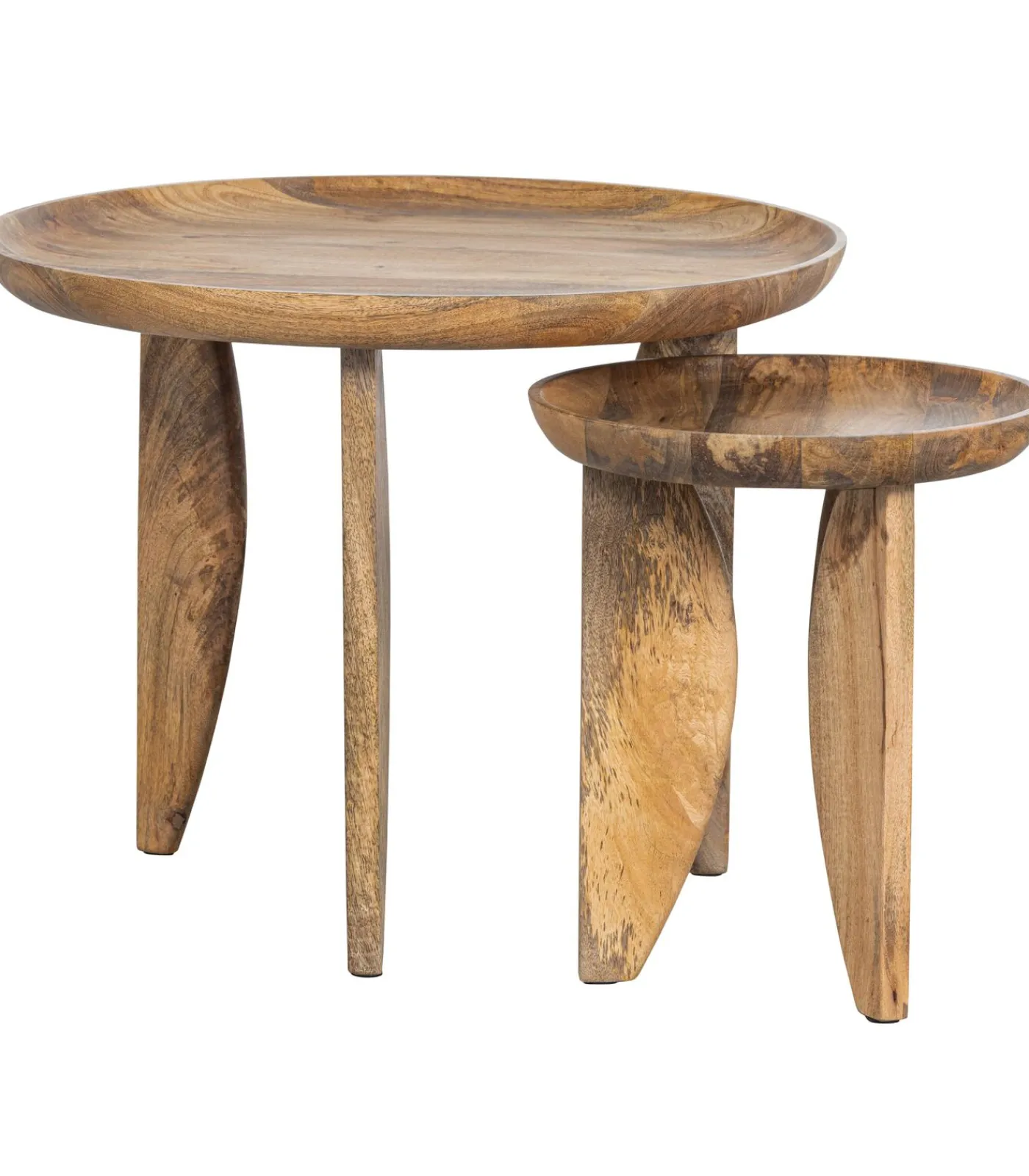 Outlet High Heels Bijzettafels - Mangohout - Naturel - Set van 2 Tafels