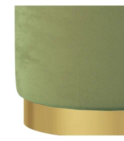 Hocker met opbergruimte rond fluweel 31 x 37 cm mosterdgroen Stoelen