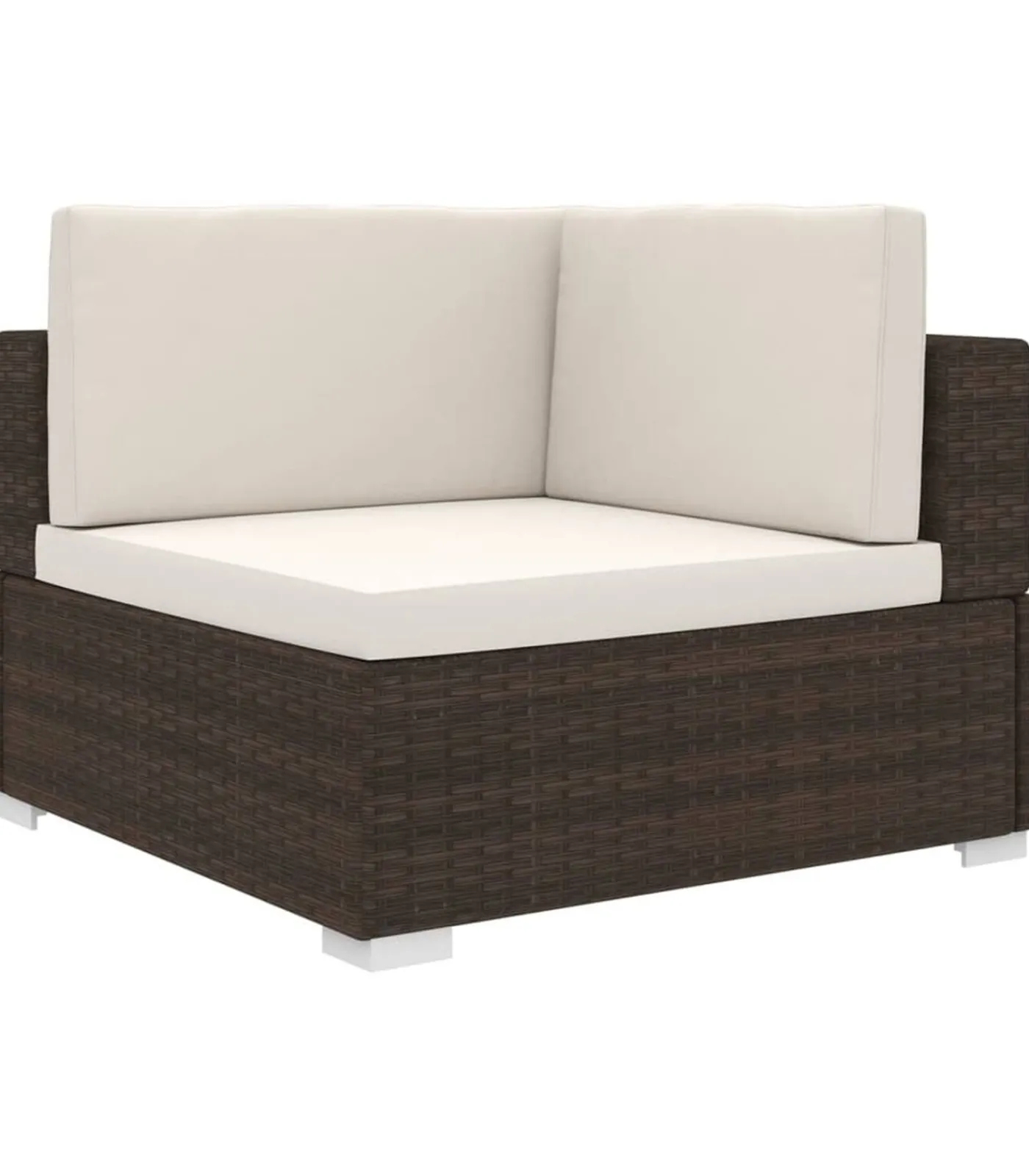 New Hoekbank 1 st met kussens poly rattan bruin Tuinmeubelen