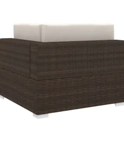 New Hoekbank 1 st met kussens poly rattan bruin Tuinmeubelen