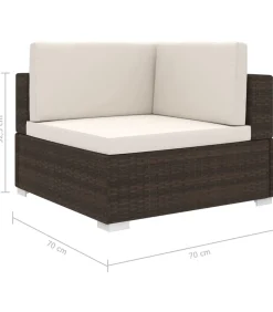 New Hoekbank 1 st met kussens poly rattan bruin Tuinmeubelen