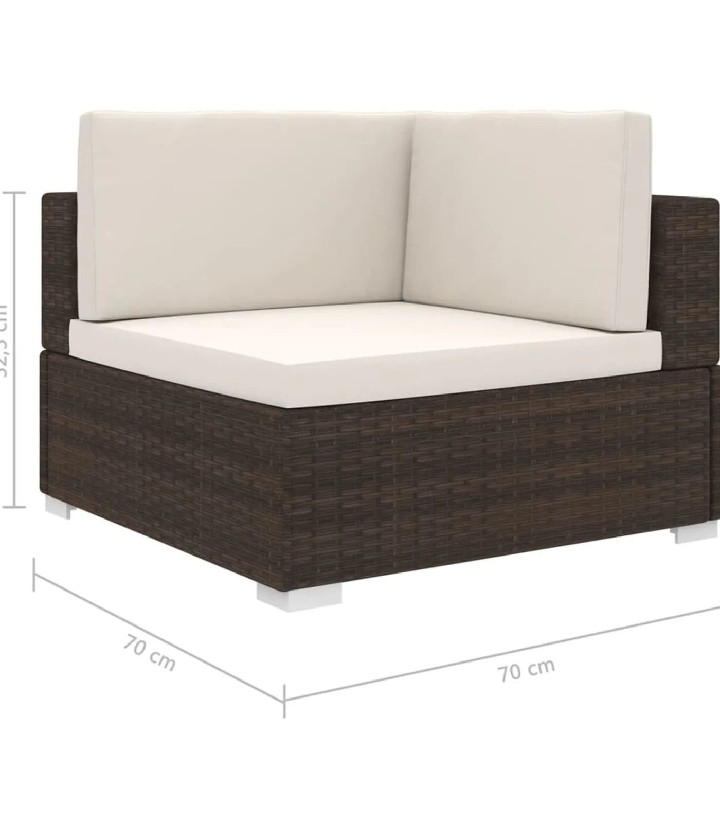 New Hoekbank 1 st met kussens poly rattan bruin Tuinmeubelen