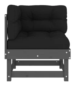 Hoekbank met kussens massief grenenhout grijs Tuinmeubelen