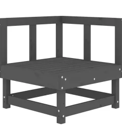 Hoekbank met kussens massief grenenhout grijs Tuinmeubelen