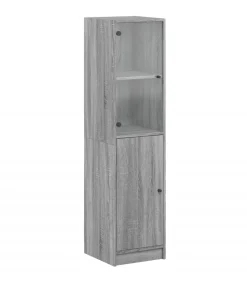 Online Hoge kast met glazen deur 35x37x142 cm grijs sonoma eikenkleur Meubels