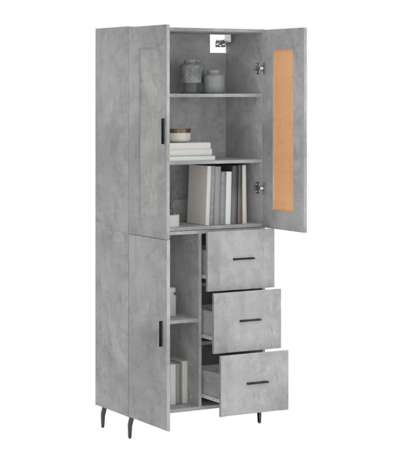 Best Hoge kast 69,5x34x180 cm bewerkt hout betongrijs Meubels